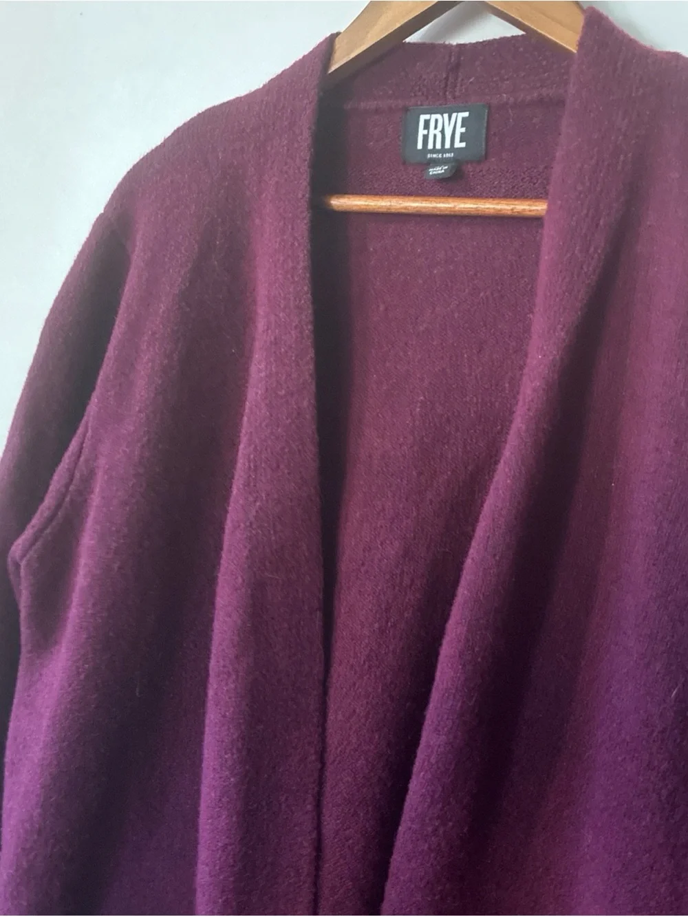 Frye Women's Aztec Knit Cardigan Sweater Dark Red Open Front Sz XL EUC